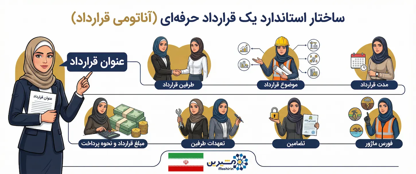 اینفوگرافی ساختار و اصول تنظیم قرارداد