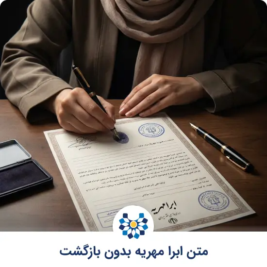 متن ابرا مهریه بدون بازگشت