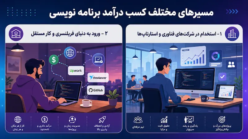 مسیرهای مختلف کسب درآمد از برنامهنویسی
