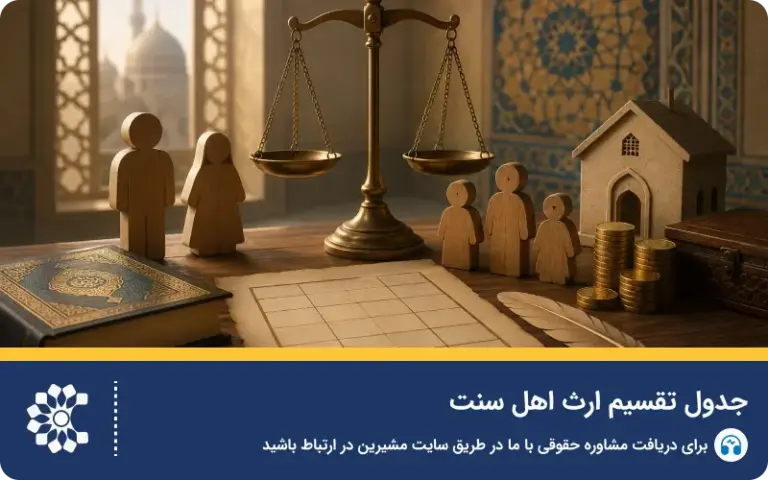جدول و قوانین تقسیم ارث اهل سنت