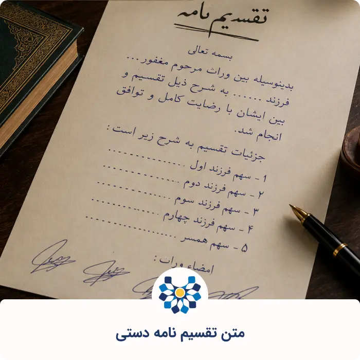 متن تقسیم نامه دستی