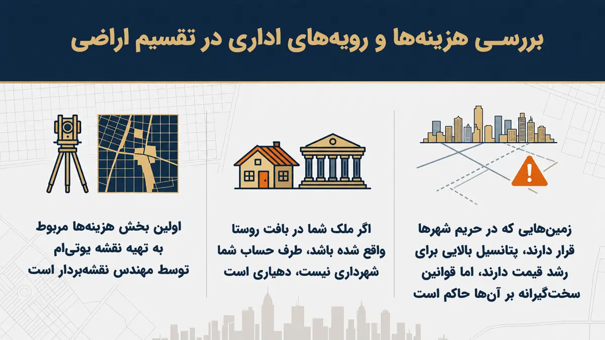 بررسی هزینهها و رویههای اداری در تقسیم اراضی