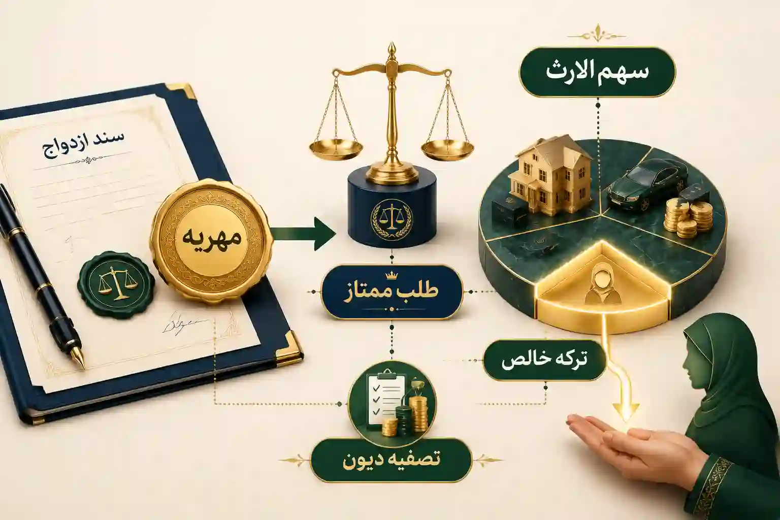 گرفتن مهریه از سهم الارث شوهر