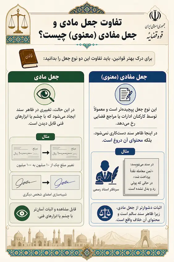 تفاوت جعل مادی و جعل مفادی (معنوی) چیست