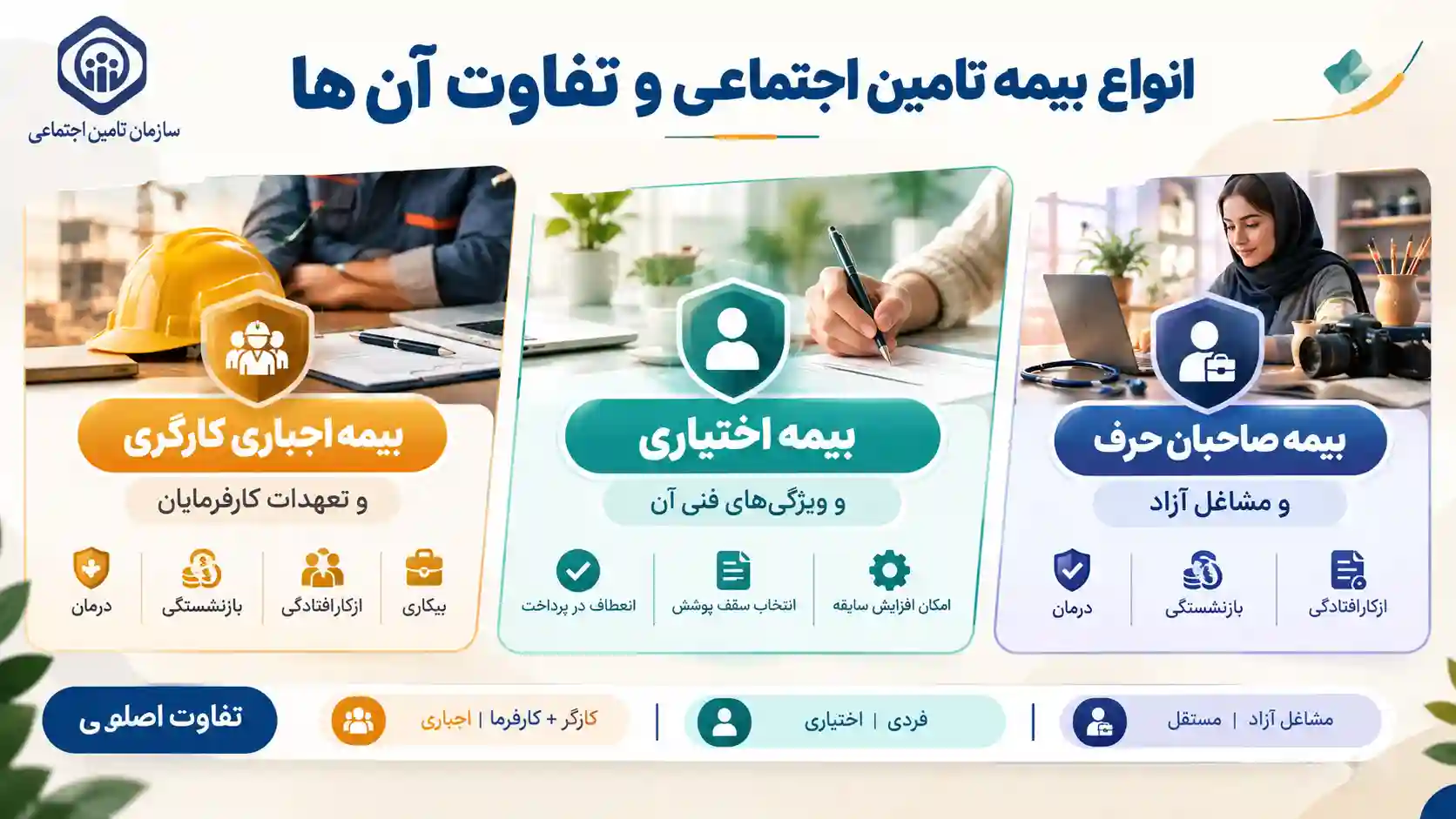انواع بیمه تامین اجتماعی